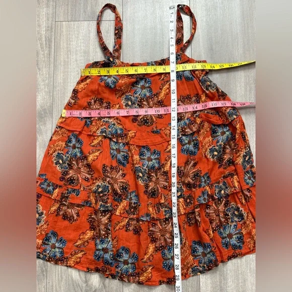 🆕 Old Navy Girl Orange Floral Ruffled Top Size M(8) - Picture 3 of 9
